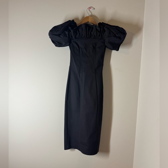 & Other Stories Black Ruffle Off the Shoulder Women’s Midi Dress Sz. 4 - Picture 4 of 8
